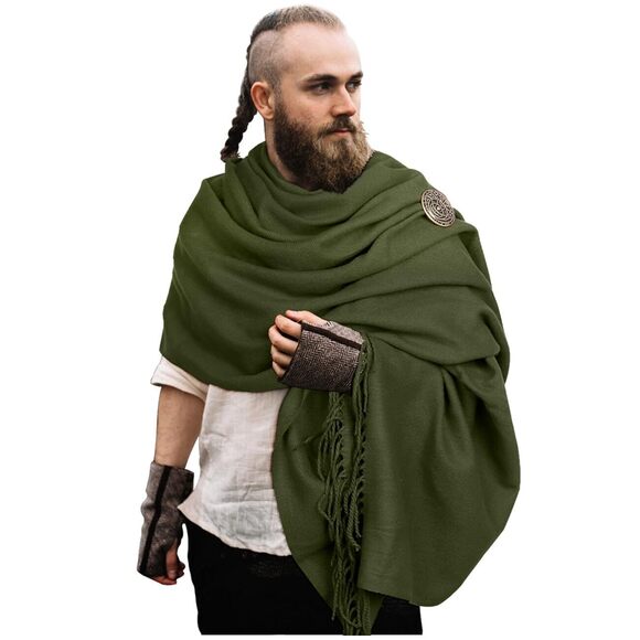 Accessories - 2251 Medieval Northman Shawl Wrap Cloak Viking Brooch Tassel Scarf Shoulder